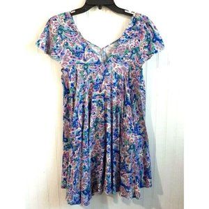 Matilda Jane Shirt Womens Small‎ In The Maze Floral Tunic Top Colorful Hi Lo Hem